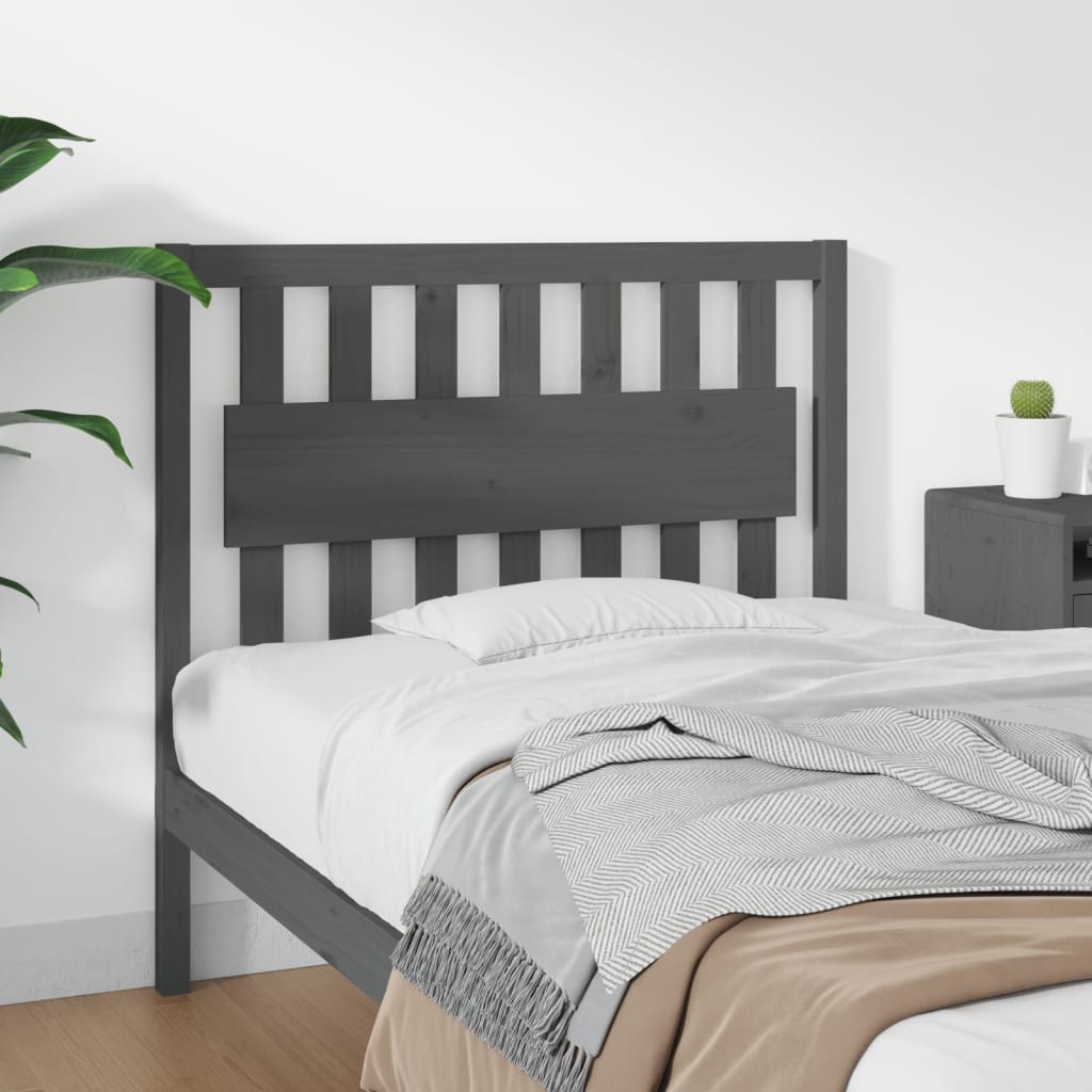Bed Headboard Grey 105.5x4x100 cm Solid Wood Pine - R and M Furniture