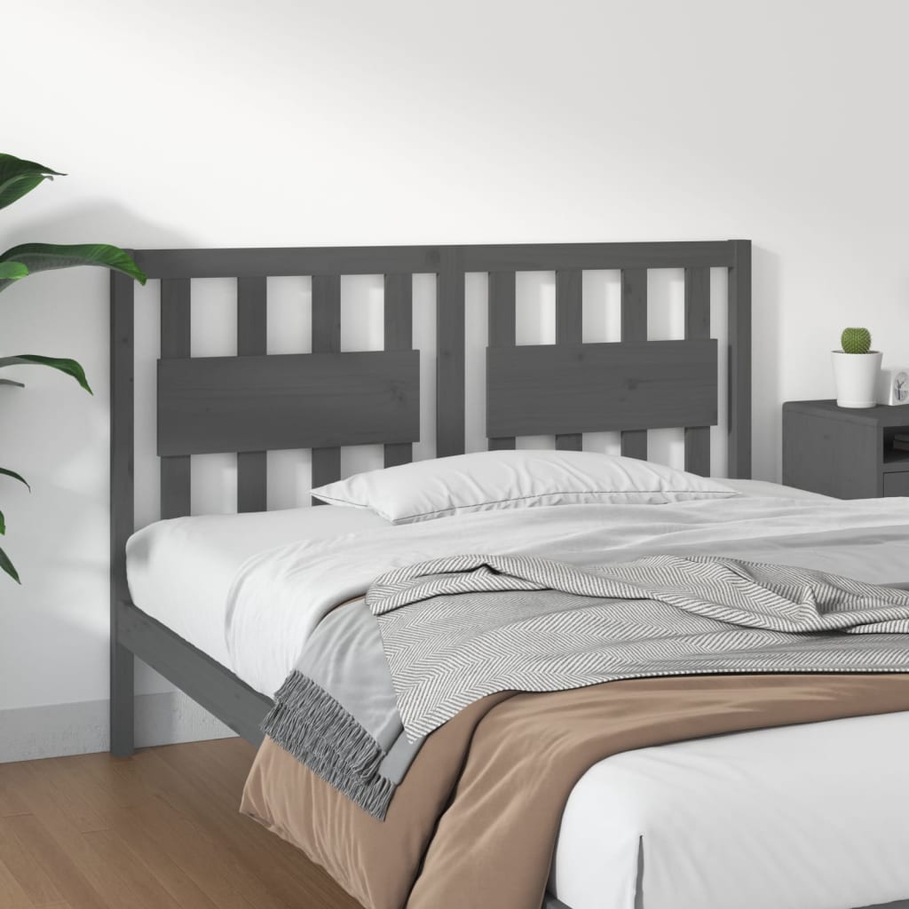 Bed Headboard Grey 125.5x4x100 cm Solid Wood Pine - R and M Furniture