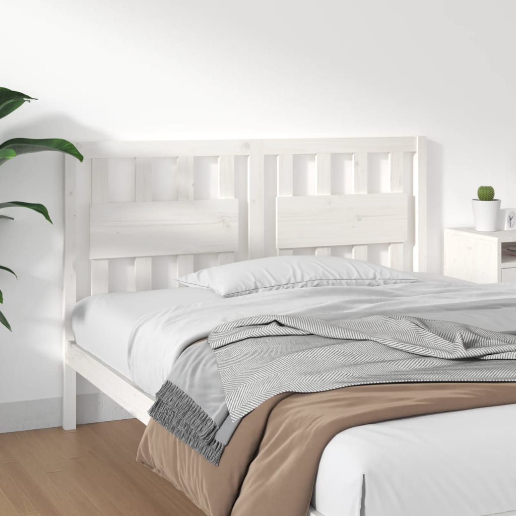 Bed Headboard White 145.5x4x100 cm Solid Wood Pine - Unbeatable Bargains