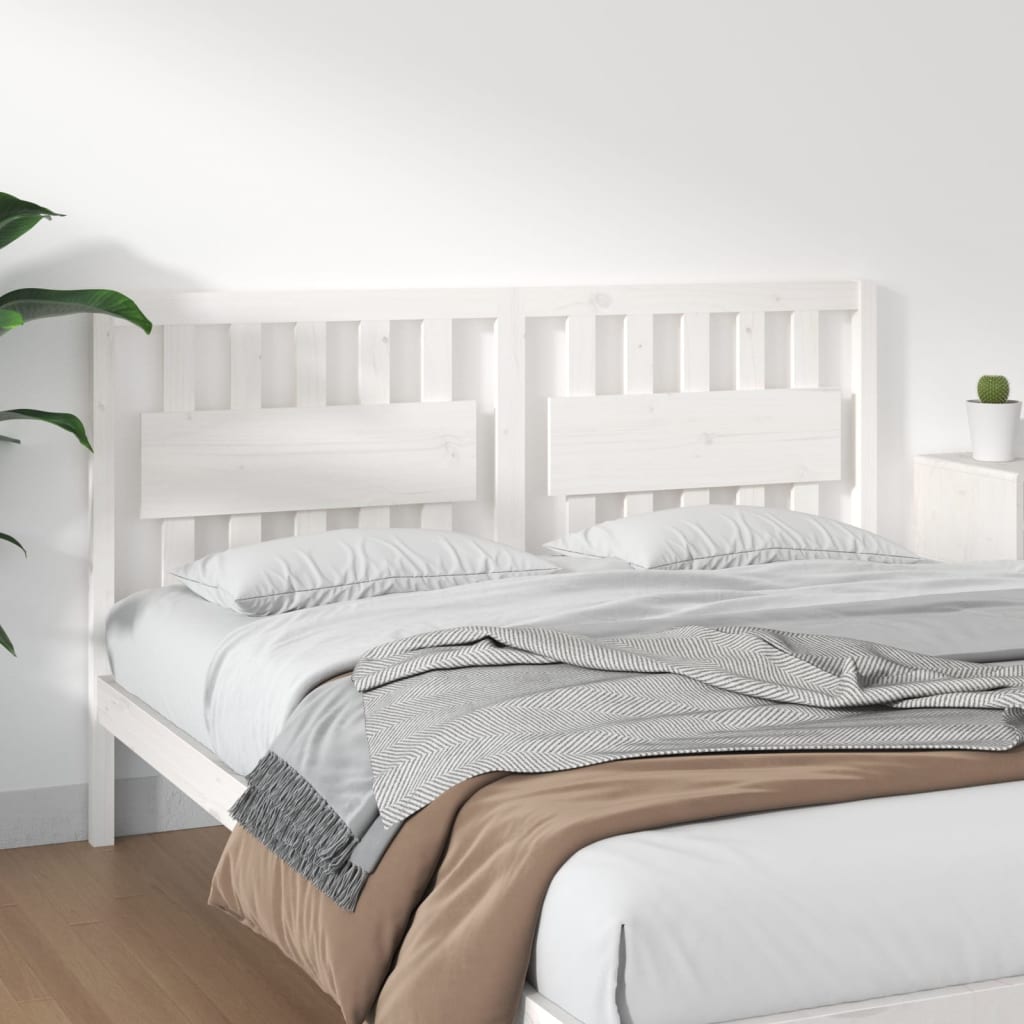 Bed Headboard White 165.5x4x100 cm Solid Wood Pine - Direct Imports