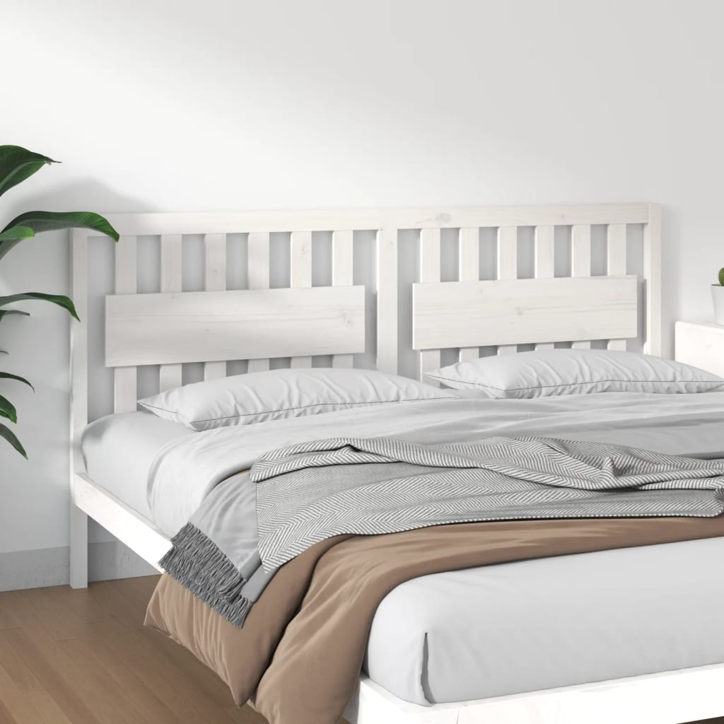 Bed Headboard White 185.5x4x100 cm Solid Wood Pine - Merlin Deals