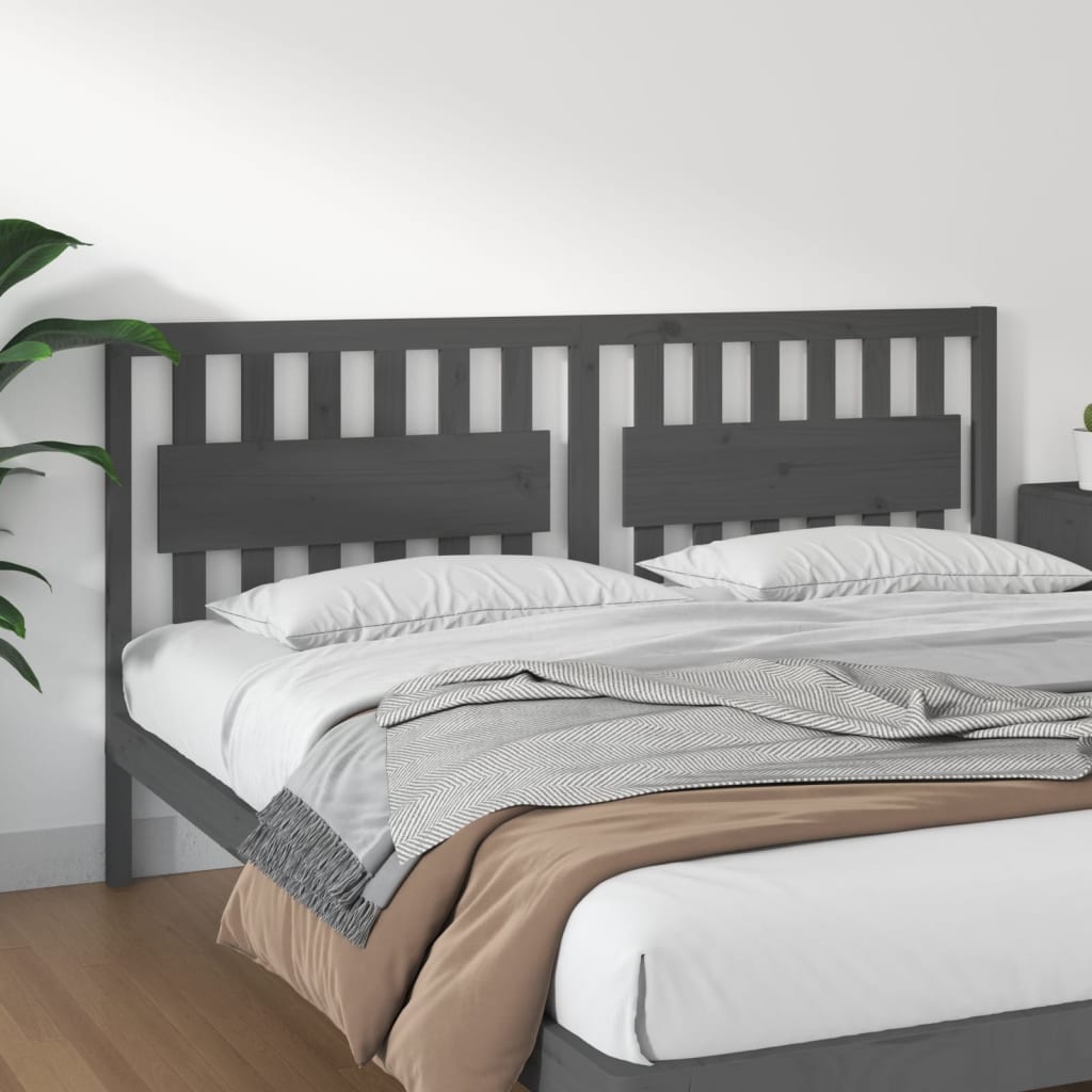 Bed Headboard Grey 185.5x4x100 cm Solid Wood Pine - Tyrell & Tyrell