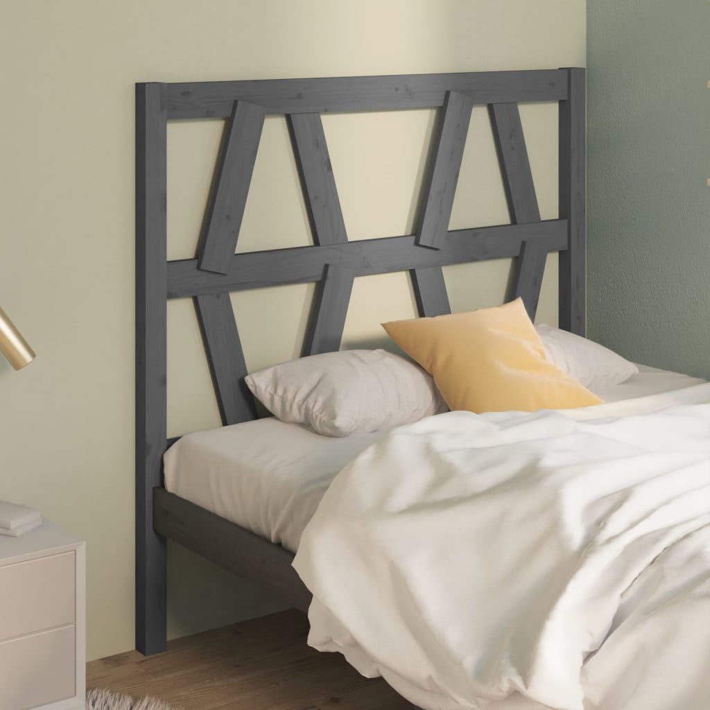 Bed Headboard Grey 96x4x100 cm Solid Wood Pine - Unbeatable Bargains