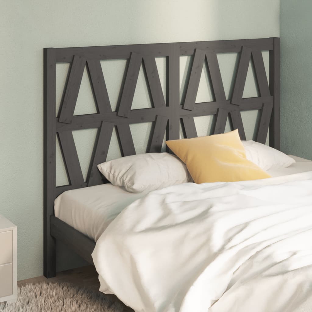 Bed Headboard Grey 126x4x100 cm Solid Wood Pine - Discount Dealers
