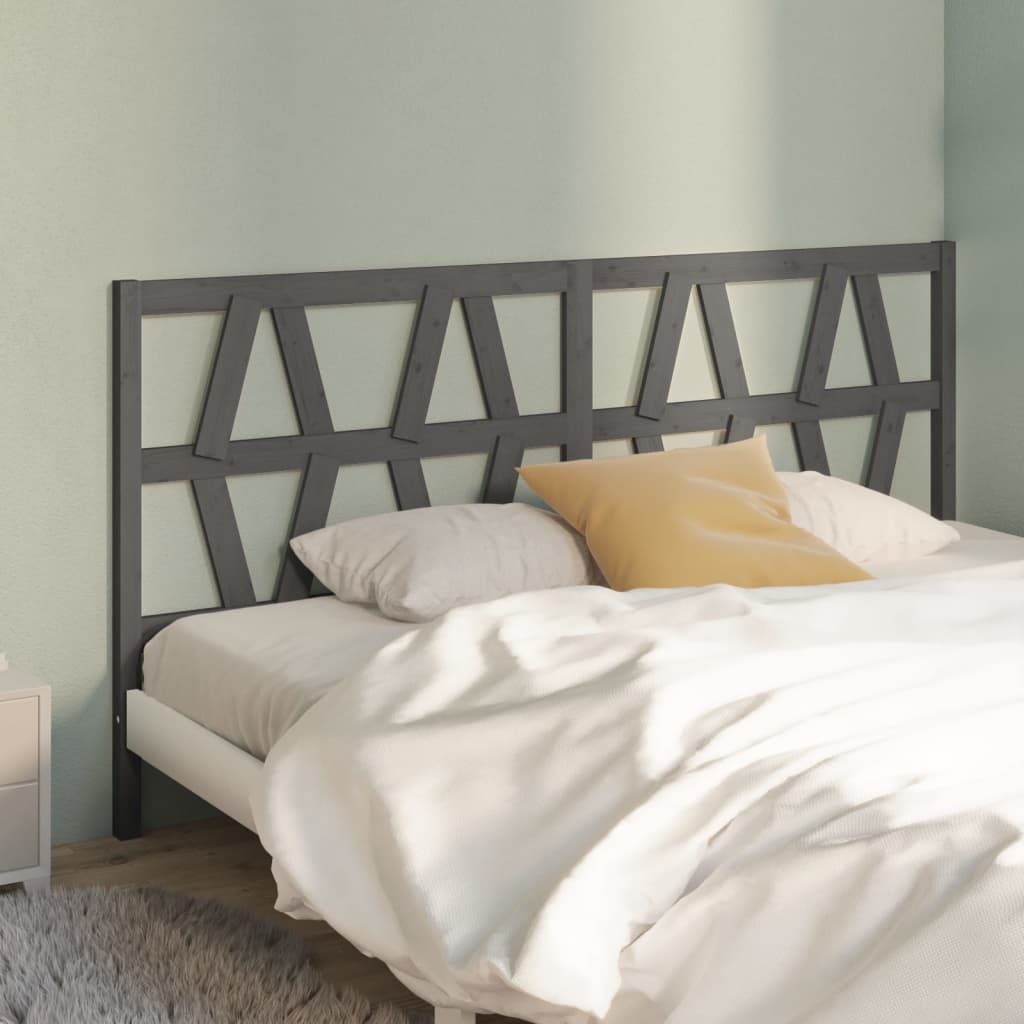 Bed Headboard Grey 206x4x100 cm Solid Wood Pine - Sid & Sam