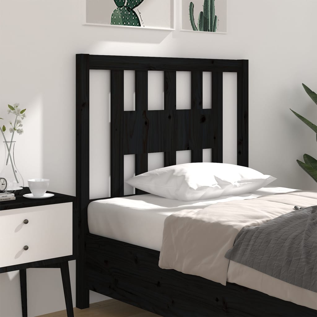 Headboard Black 81x4x100 cm Solid Wood Pine - Unbeatable Bargains