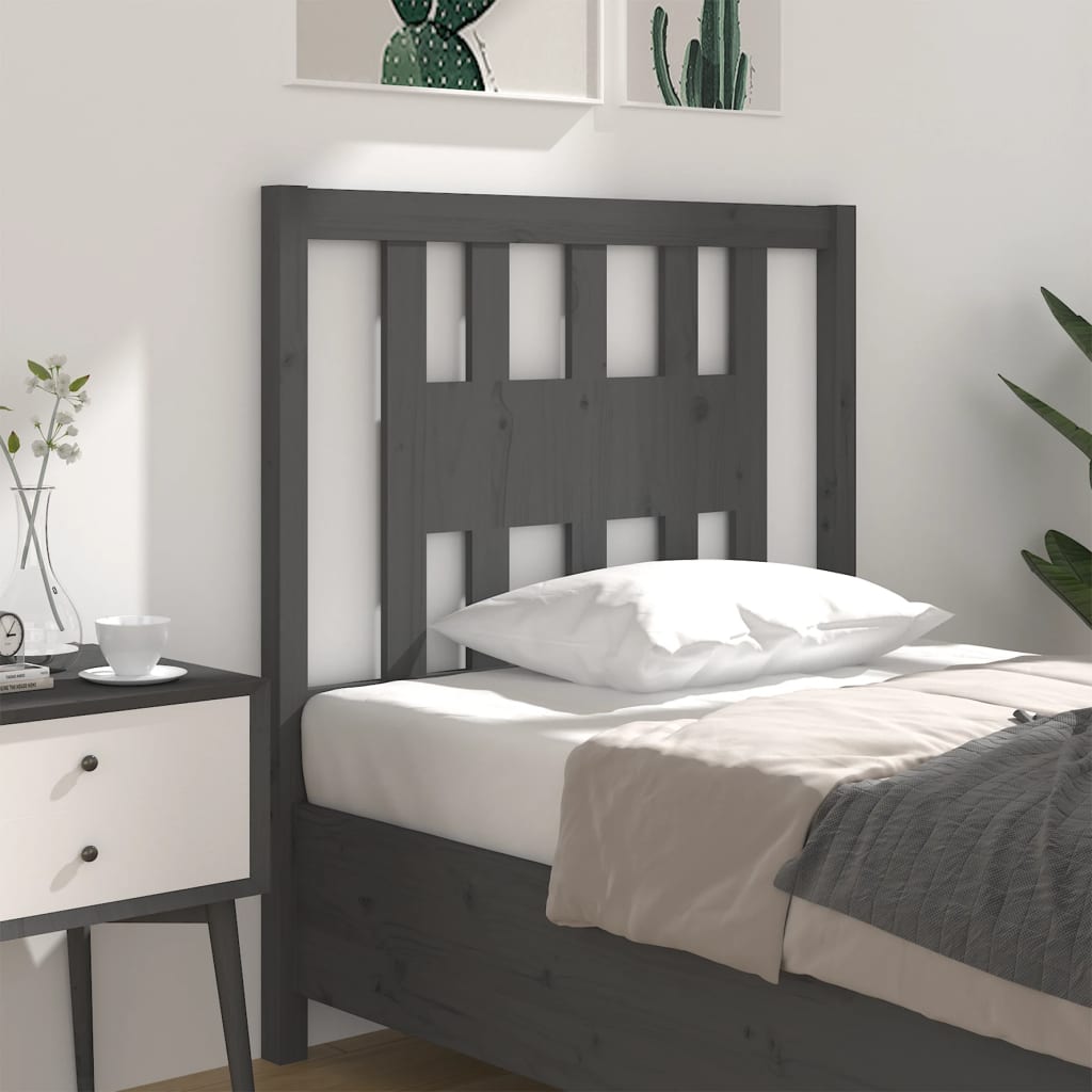 Headboard Grey 96x4x100 cm Solid Wood Pine - Design Hut