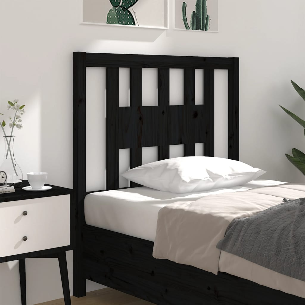 Headboard Black 96x4x100 cm Solid Wood Pine - Unbeatable Bargains