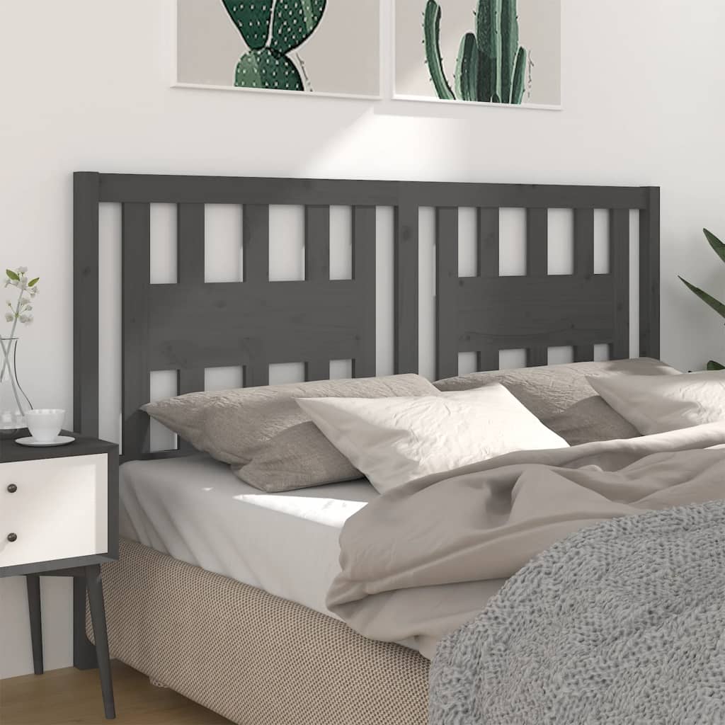 Headboard Grey 126x4x100 cm Solid Wood Pine - Decor Base