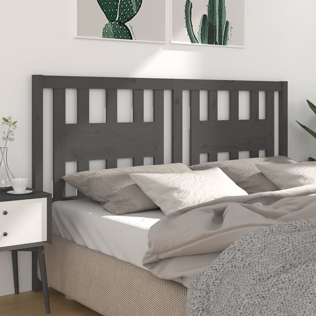 Headboard Grey 186x4x100 cm Solid Wood Pine - R and M Furniture