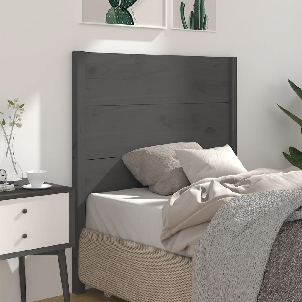 Headboard Grey 96x4x100 cm Solid Wood Pine - Millennium Furniture