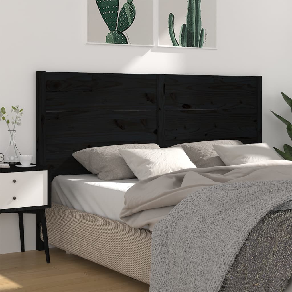 Headboard Black 126x4x100 cm Solid Wood Pine - All Things Good