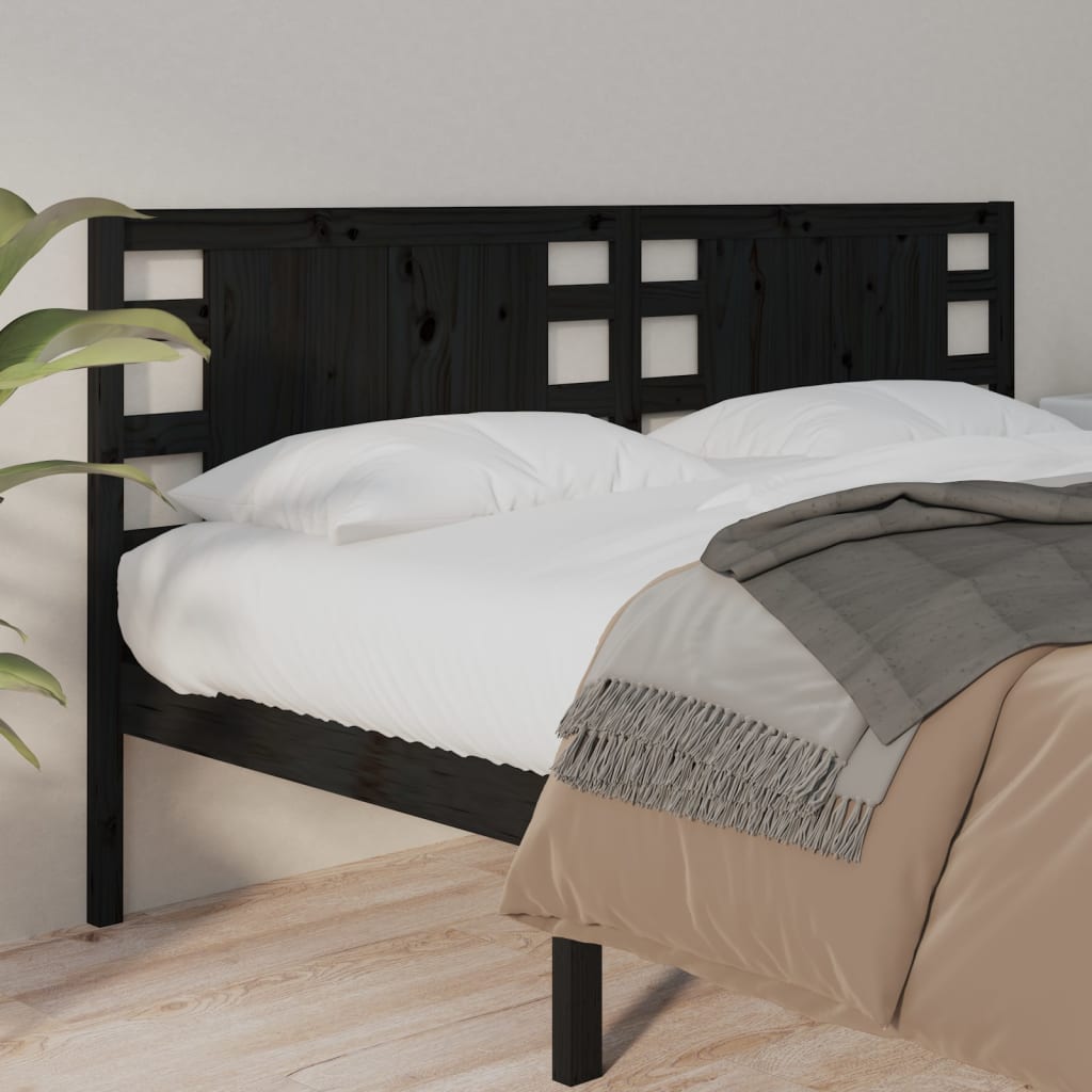 Headboard Black 126x4x100 cm Solid Wood Pine - Unbeatable Bargains