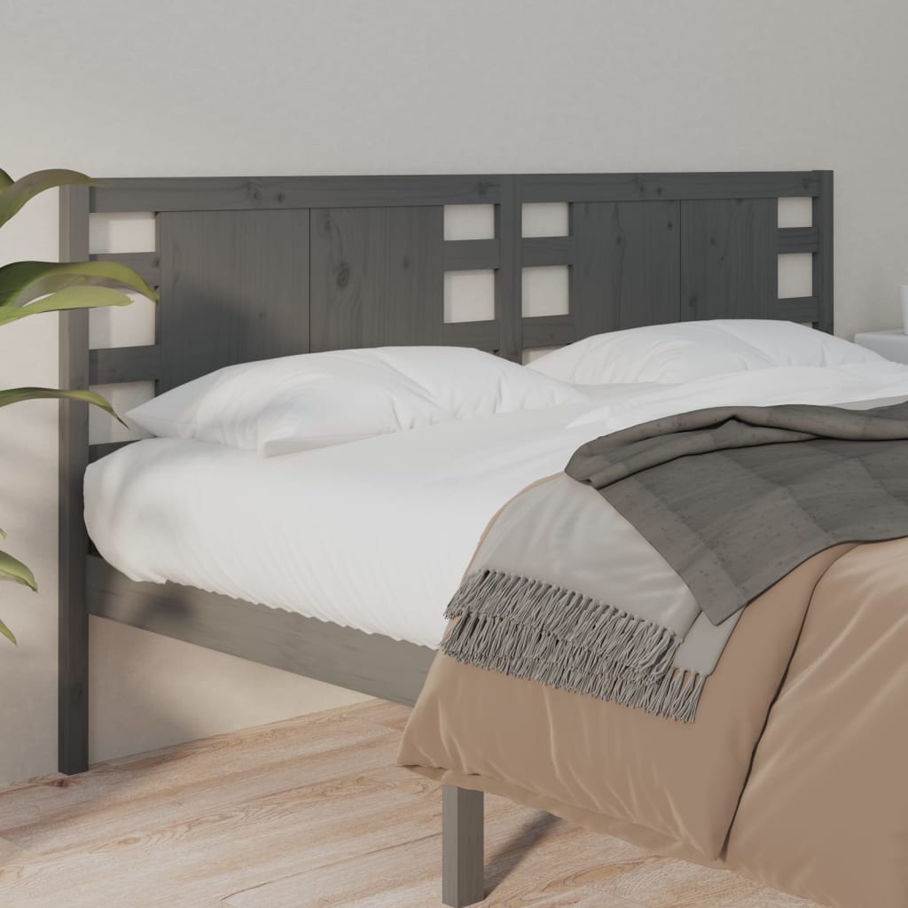 Headboard Grey 146x4x100 cm Solid Wood Pine - Unbeatable Bargains