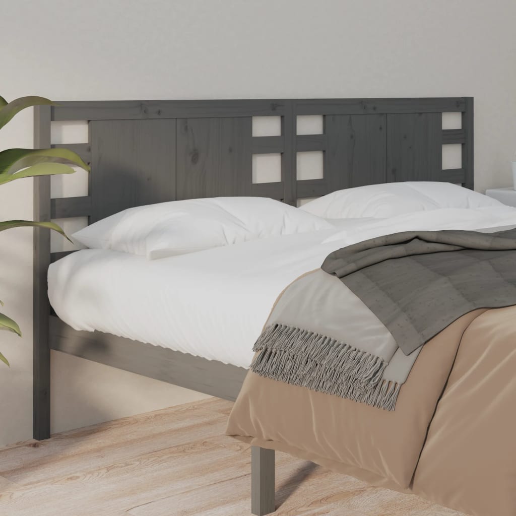 Headboard Grey 206x4x100 cm Solid Wood Pine - Decor Base