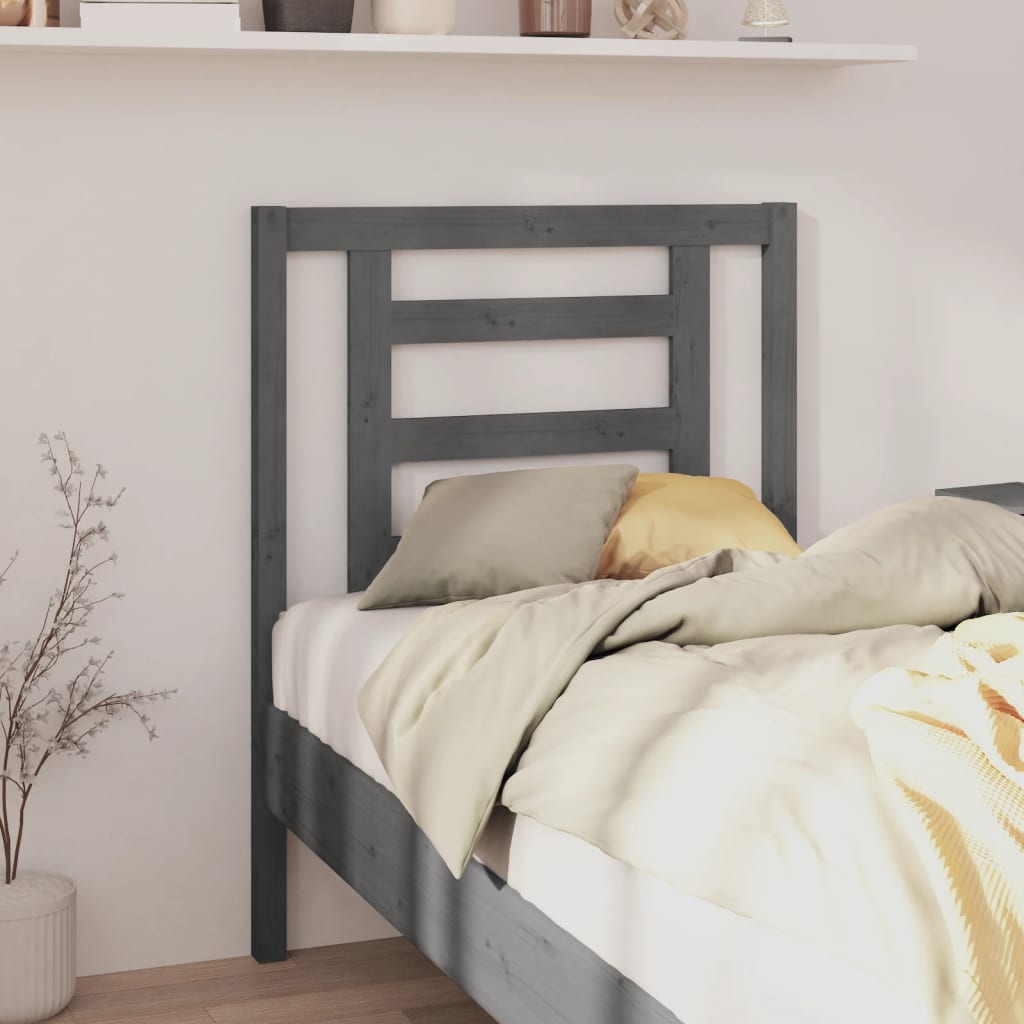 Bed Headboard Grey 81x4x100cm Solid Wood Pine - Design Hut