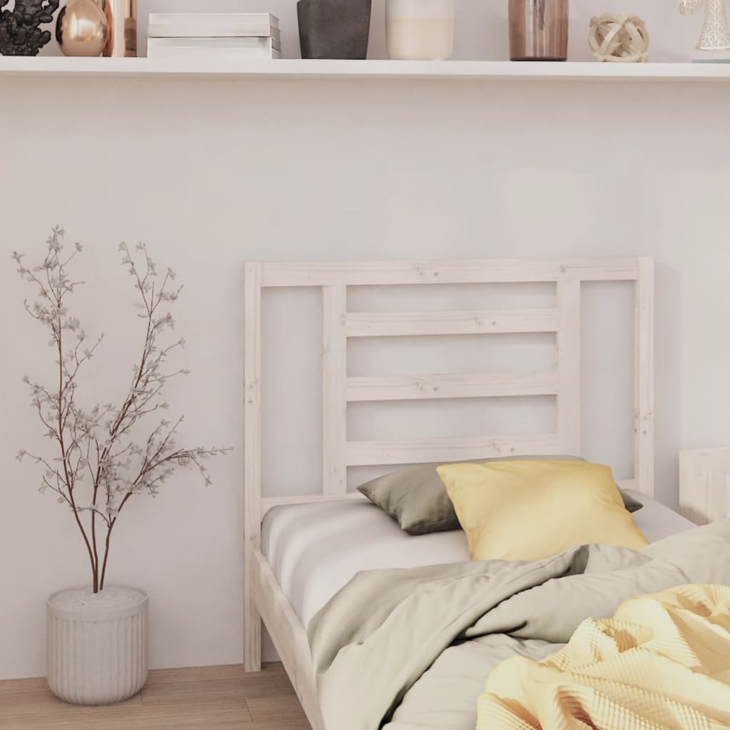 Bed Headboard White 96x4x100 cm Solid Wood Pine - Unbeatable Bargains