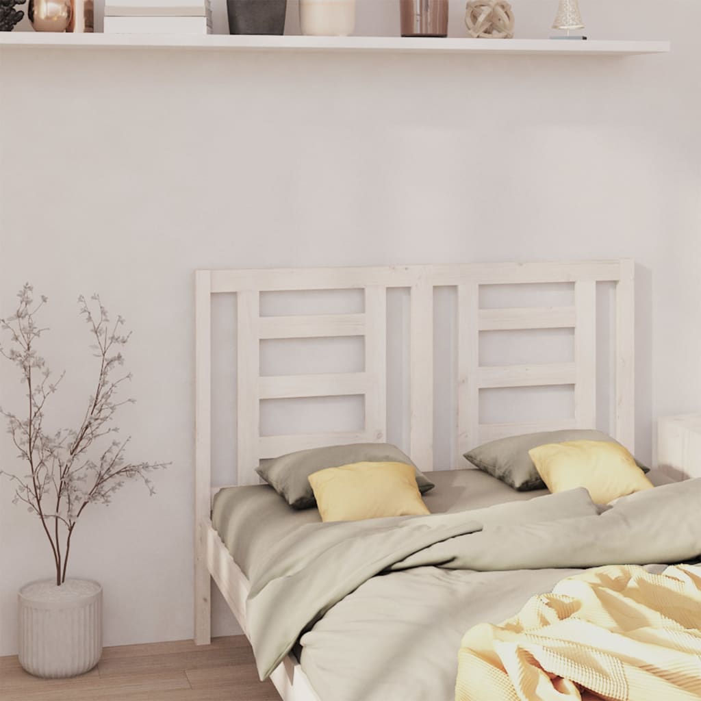 Bed Headboard White 126x4x100cm Solid Wood Pine - Design Hut