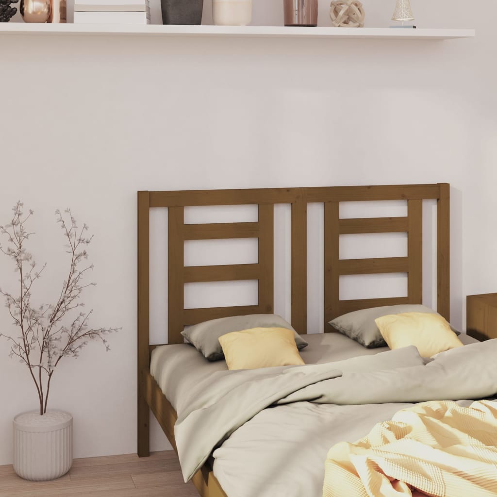 Bed Headboard Honey Brown 141x4x100cm Solid Wood Pine - Design Hut