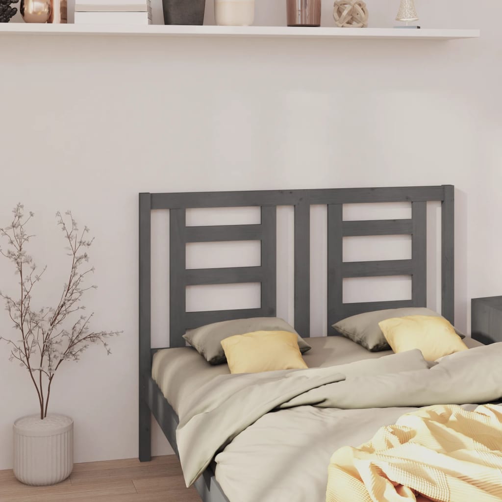 Bed Headboard Grey 146x4x100 cm Solid Wood Pine - Unbeatable Bargains
