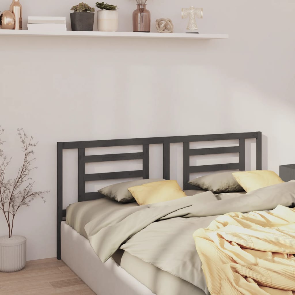 Bed Headboard Grey 186x4x100 cm Solid Pine Wood - Tyrell & Tyrell