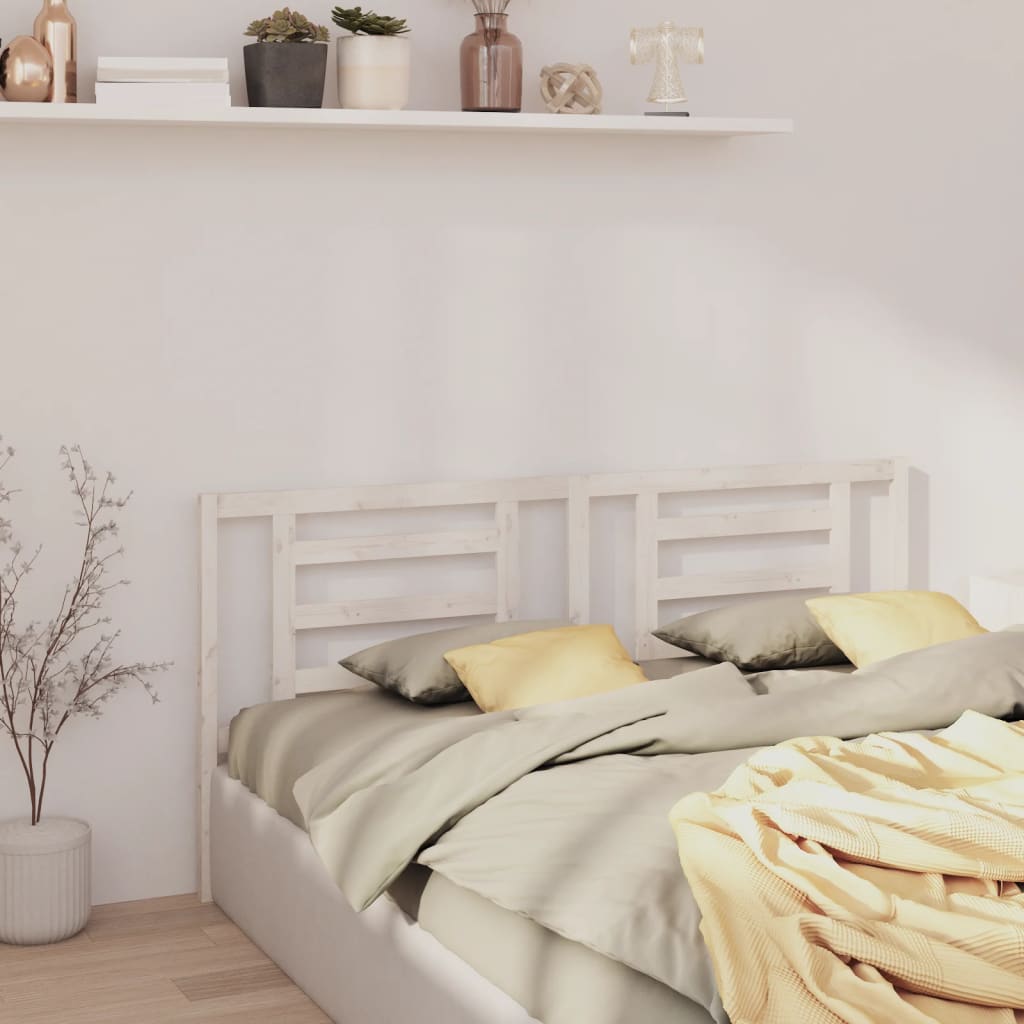 Bed Headboard White 206x4x100 cm Solid Pine Wood - Sid & Sam