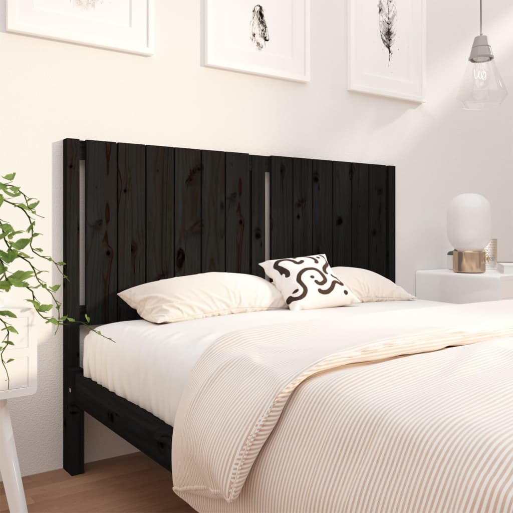 Bed Headboard Black 145.5x4x100 cm Solid Wood Pine - Unbeatable Bargains