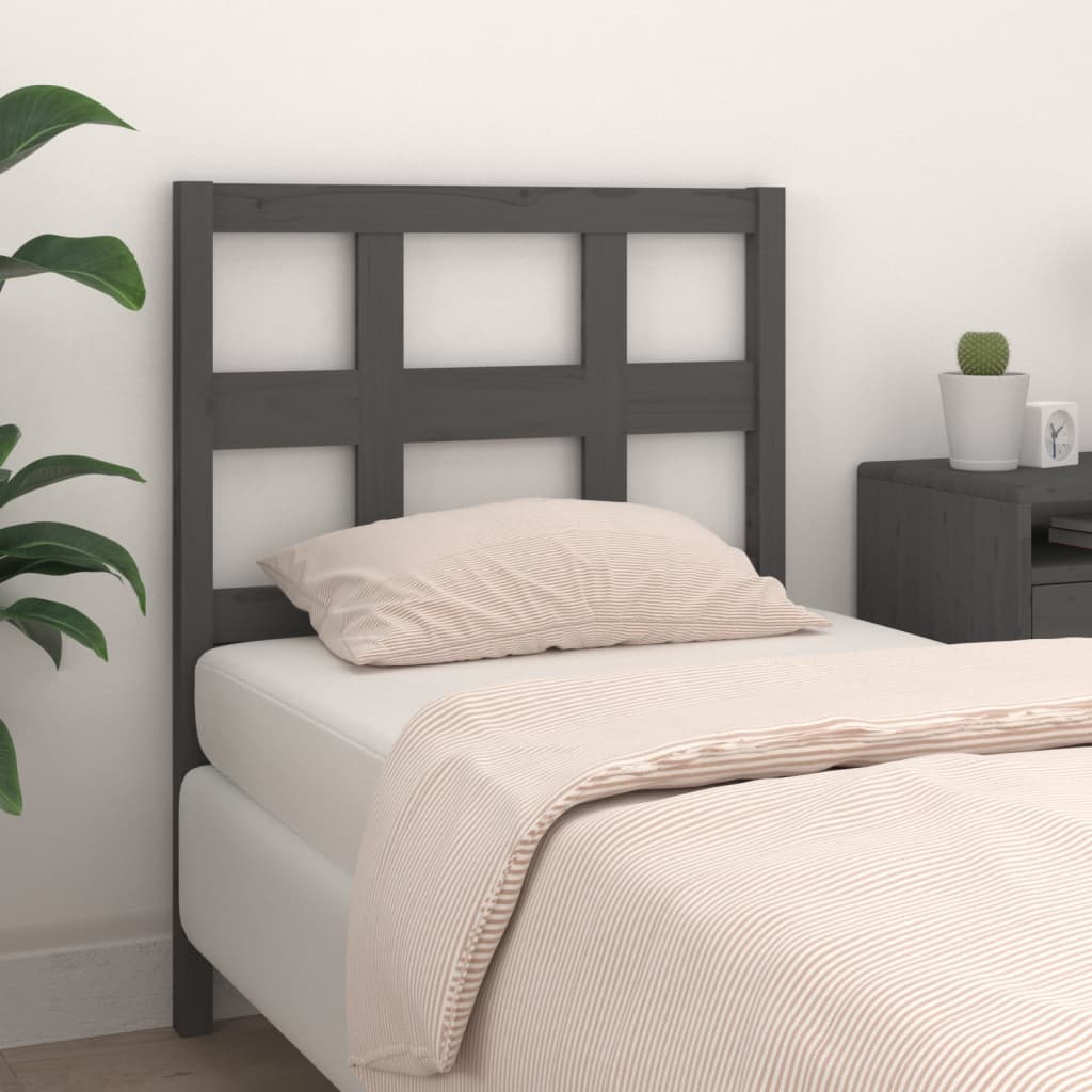 Bed Headboard Grey 80.5x4x100 cm Solid Wood Pine - Sid & Sam