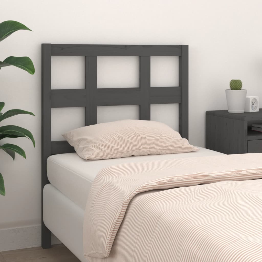 Bed Headboard Grey 95.5x4x100cm Solid Wood Pine - Design Hut