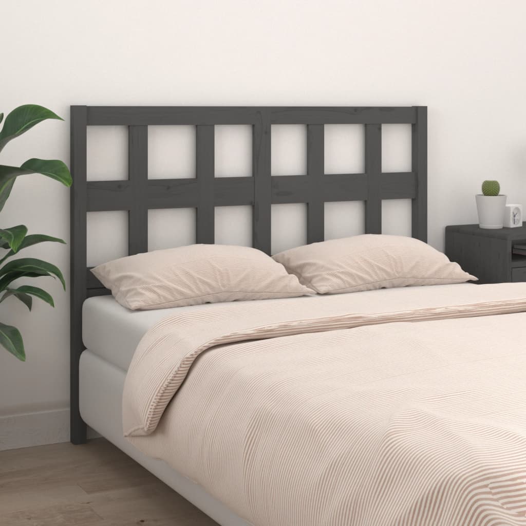 Bed Headboard Grey 185.5x4x100 cm Solid Wood Pine - Discount Dealers