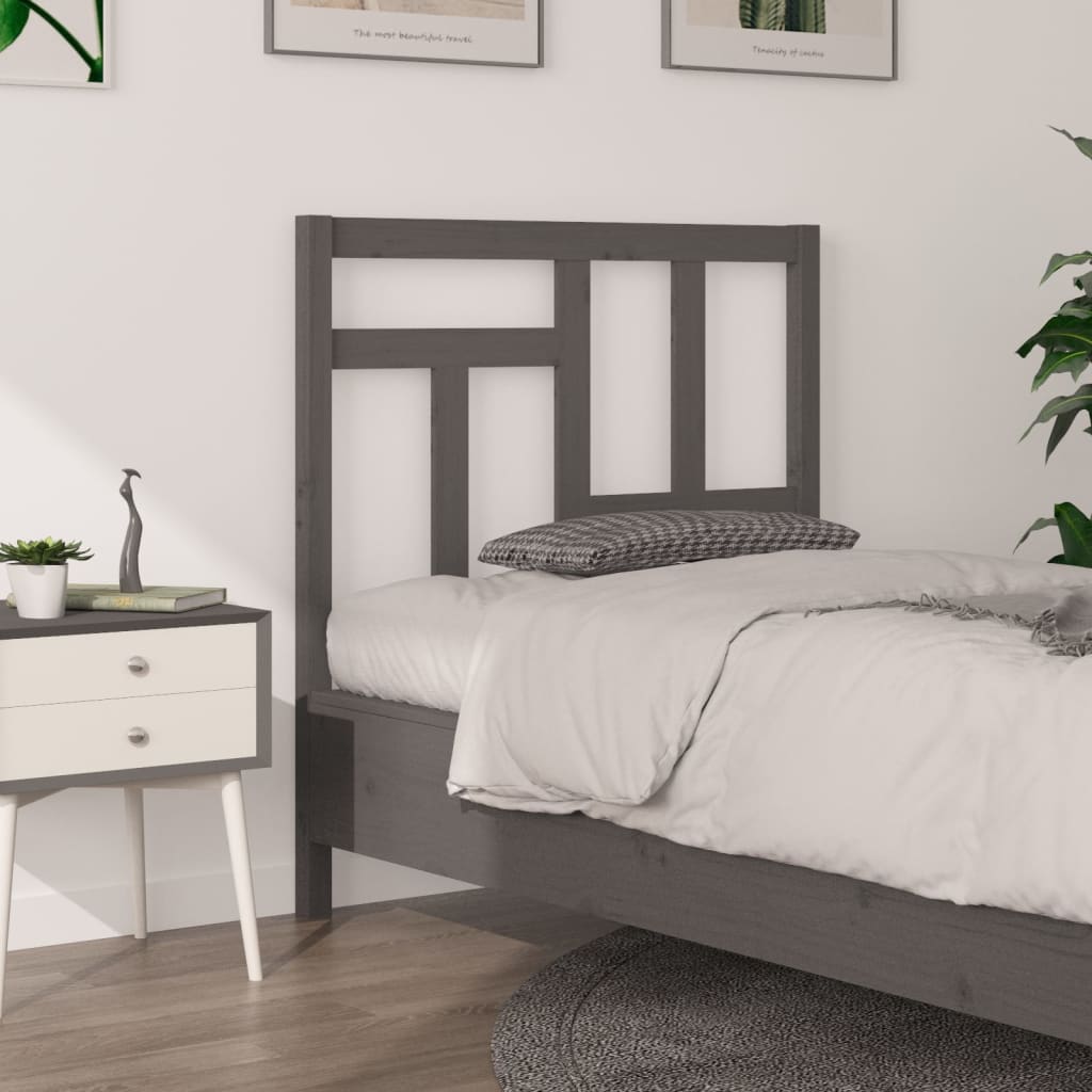 Bed Headboard Grey 95.5x4x100 cm Solid Wood Pine - Unbeatable Bargains