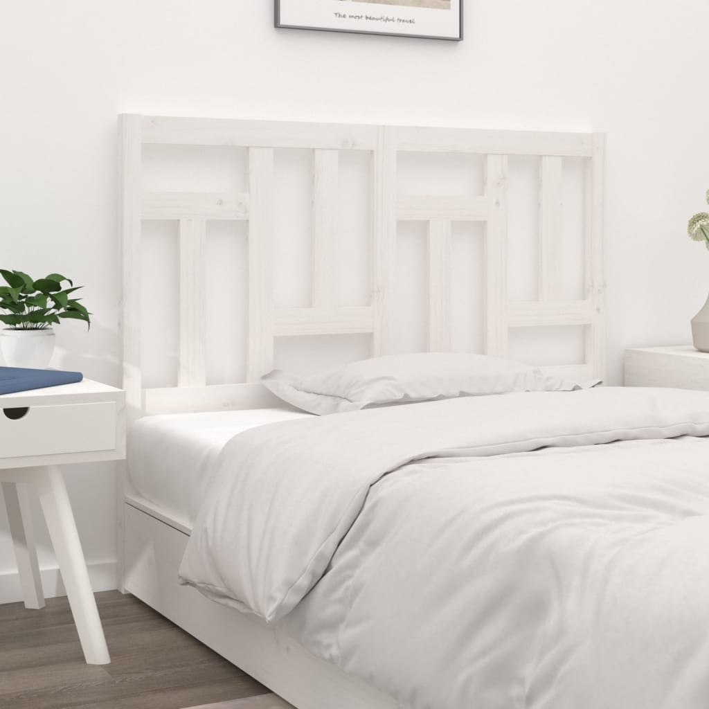 Bed Headboard White 145.5x4x100 cm Solid Wood Pine - Unbeatable Bargains