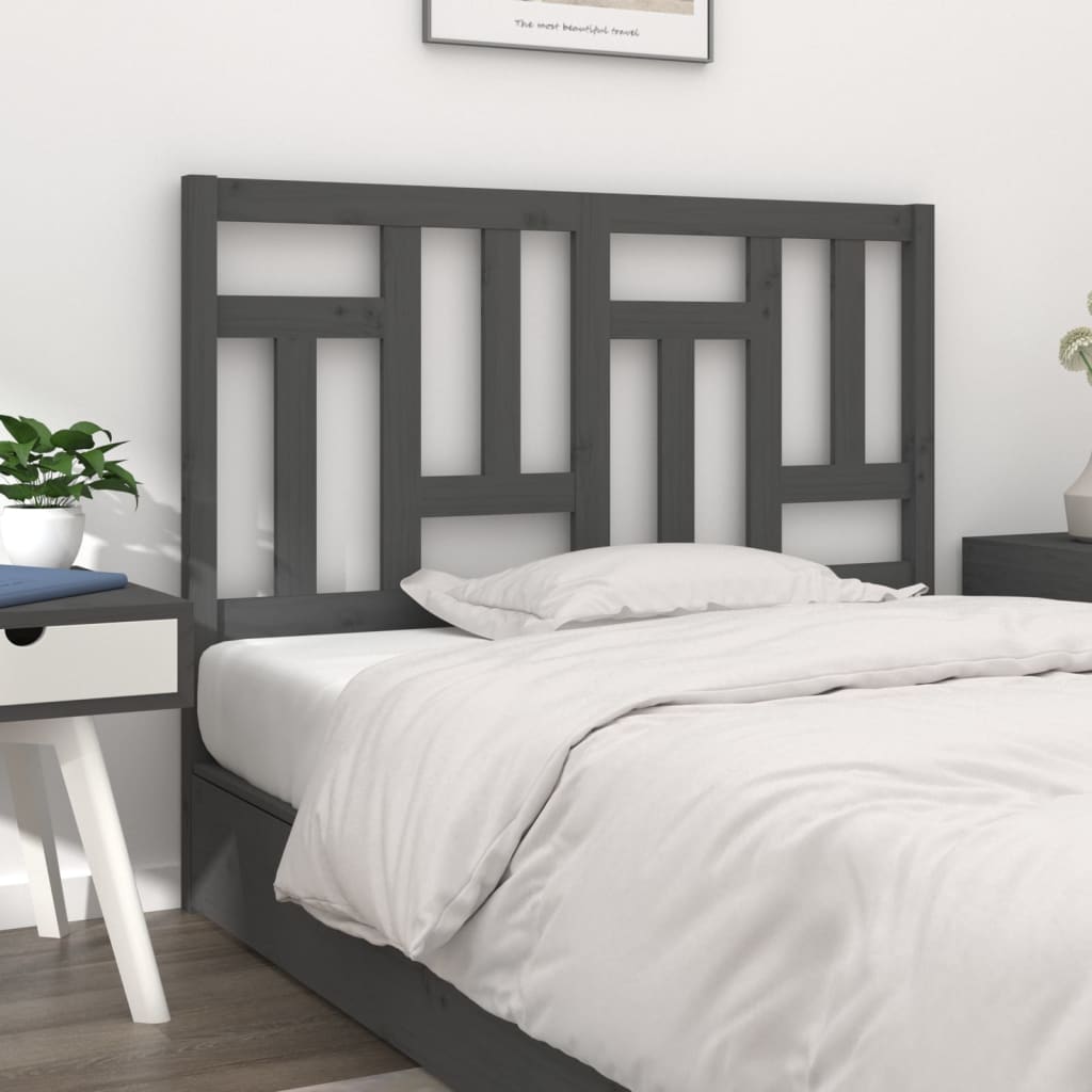 Bed Headboard Grey 205.5x4x100 cm Solid Wood Pine - Unbeatable Bargains