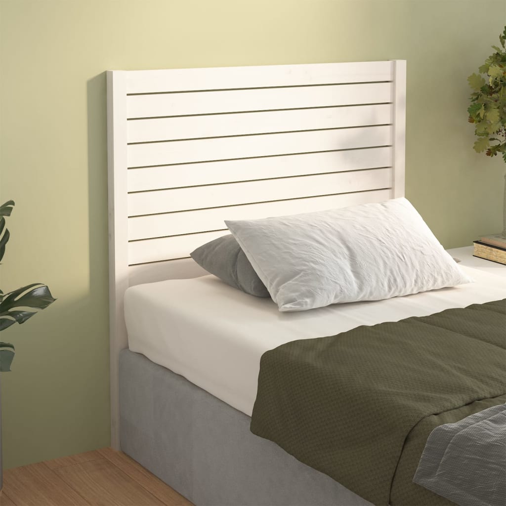 Bed Headboard White 81x4x100cm Solid Wood Pine - Design Hut