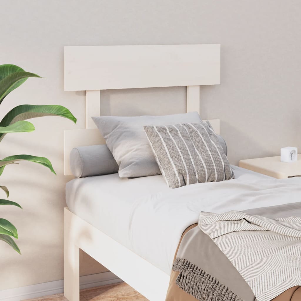 Bed Headboard White 93.5x3x81 cm Solid Wood Pine - Unbeatable Bargains