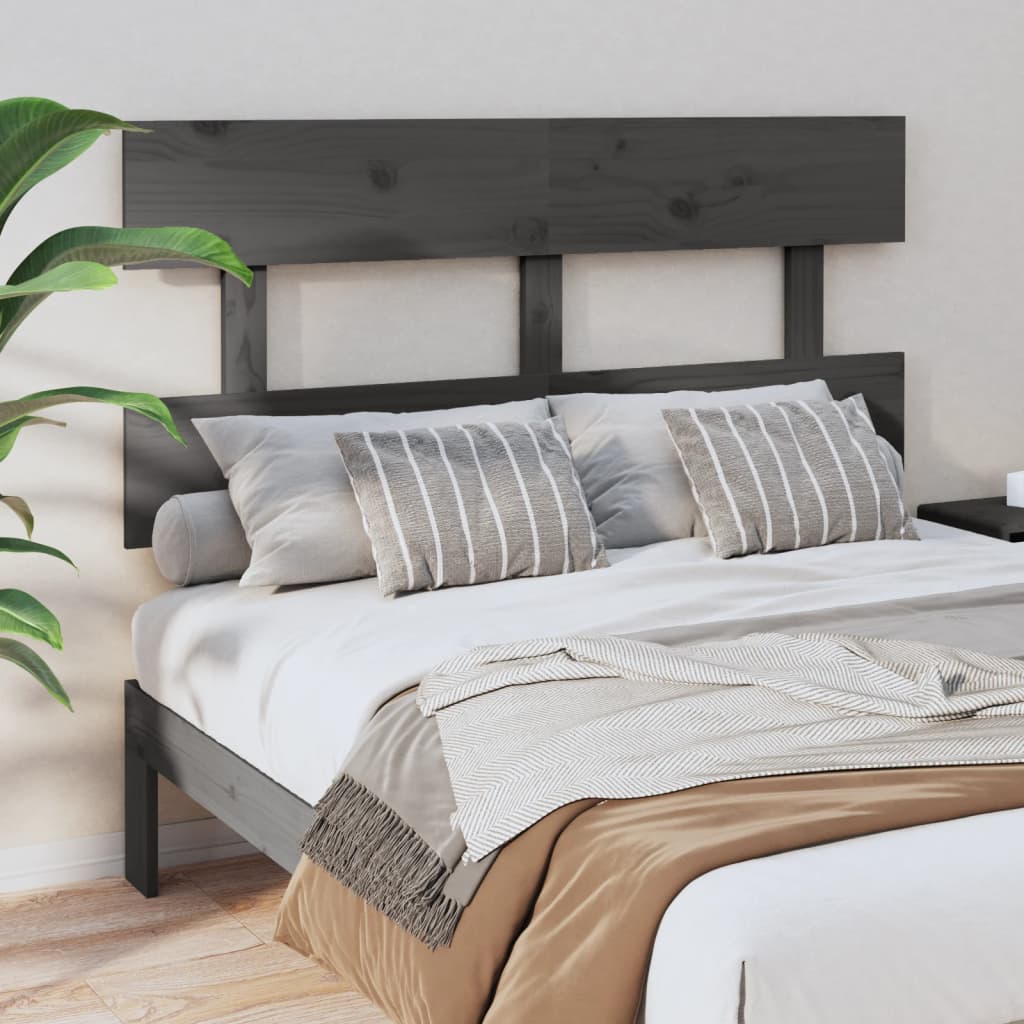 Bed Headboard Grey 138x3x81 cm Solid Wood Pine - Decor Base