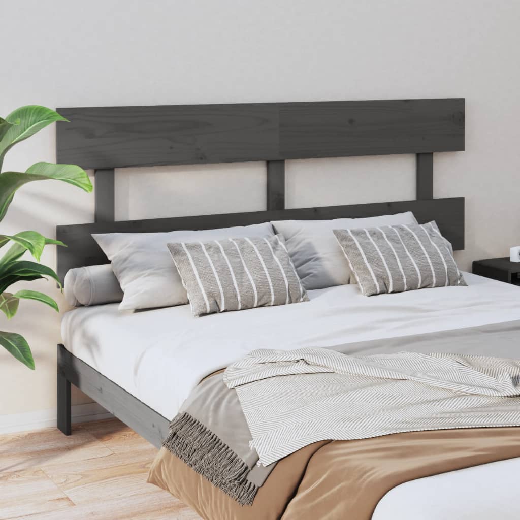 Bed Headboard Grey 154x3x81 cm Solid Wood Pine - R and M Furniture