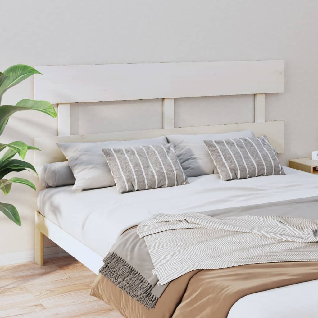 Bed Headboard White 164x3x81cm Solid Wood Pine - Design Hut