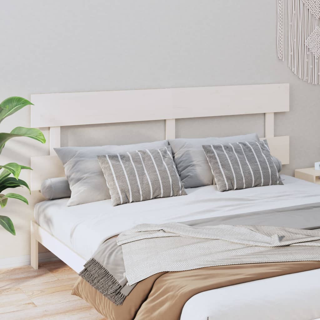 Bed Headboard White 204x3x81 cm Solid Wood Pine - Unbeatable Bargains
