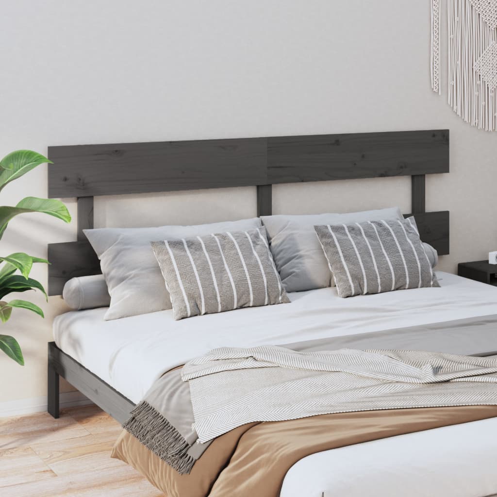 Bed Headboard Grey 204x3x81 cm Solid Wood Pine - The Home Maker
