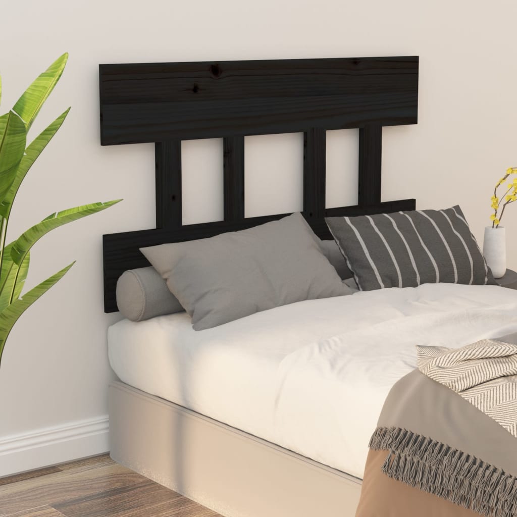 Bed Headboard Black 93.5x3x81 cm Solid Wood Pine - Discount Dealers
