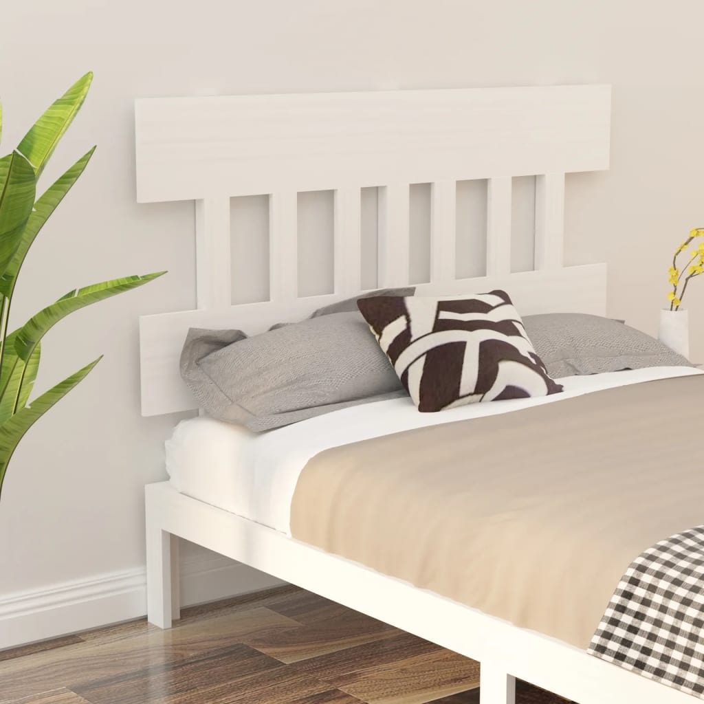 Bed Headboard White 123.5x3x81 cm Solid Wood Pine - Millennium Furniture