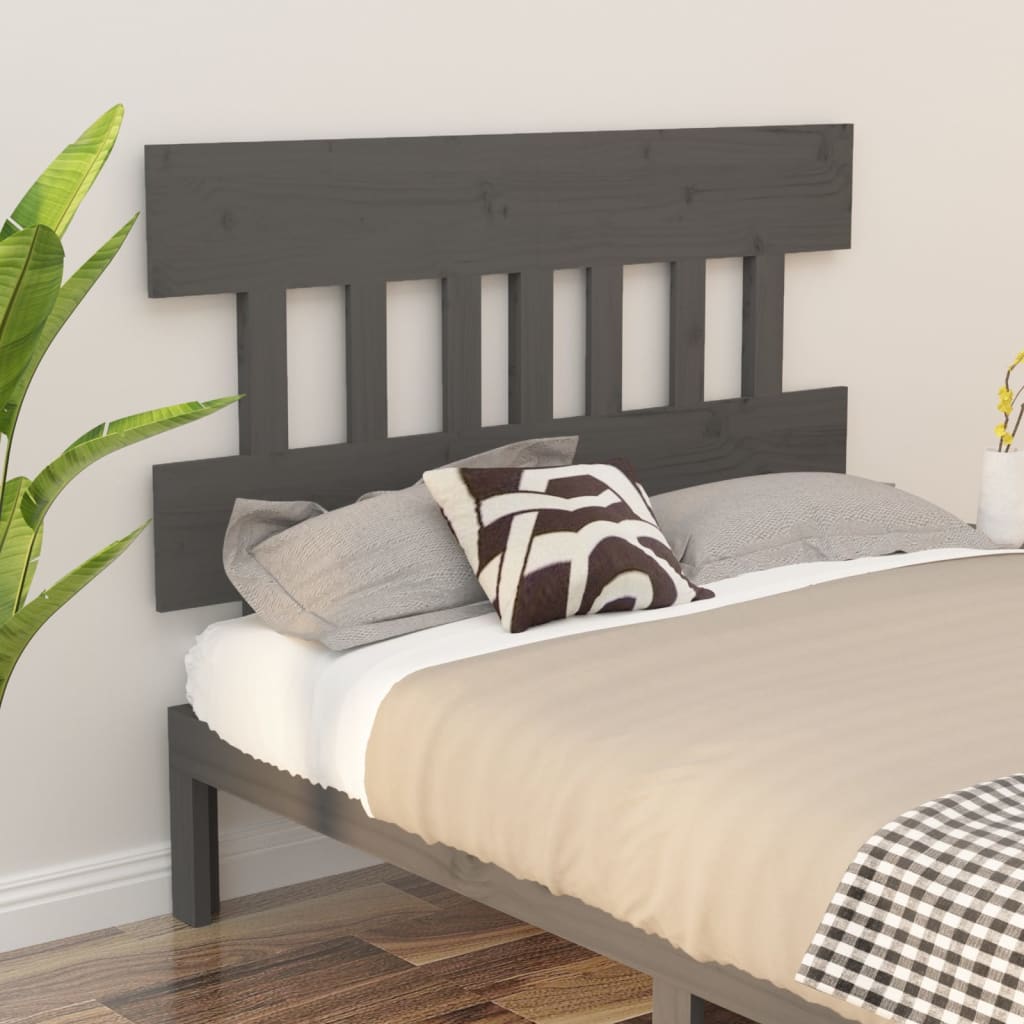 Bed Headboard Grey 153.5x3x81cm Solid Wood Pine - Design Hut