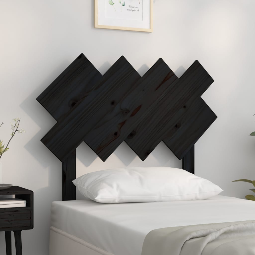 Bed Headboard Black 92x3x81 cm Solid Wood Pine - Unbeatable Bargains