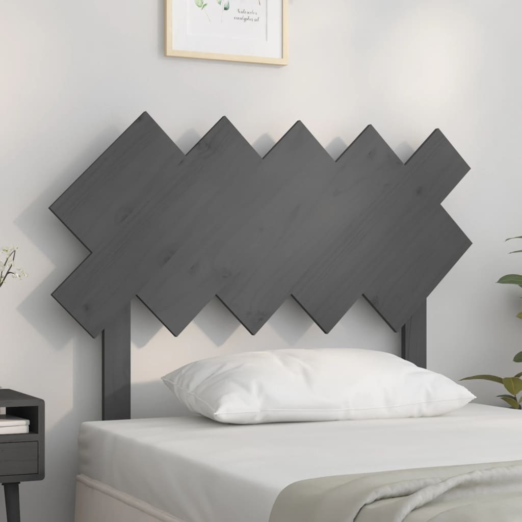 Bed Headboard Grey 104x3x80.5 cm Solid Wood Pine - Decor Base