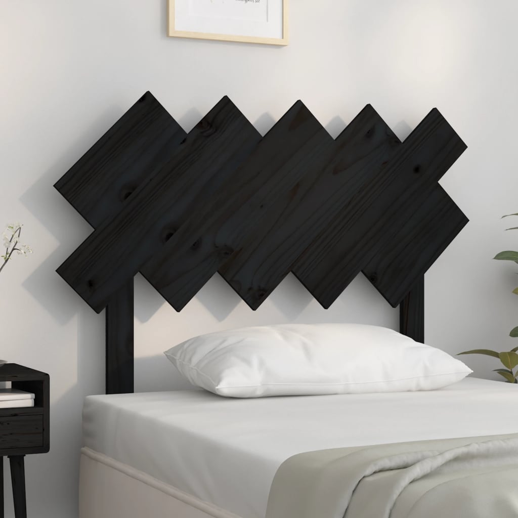 Bed Headboard Black 104x3x80.5 cm Solid Wood Pine - Discount Dealers