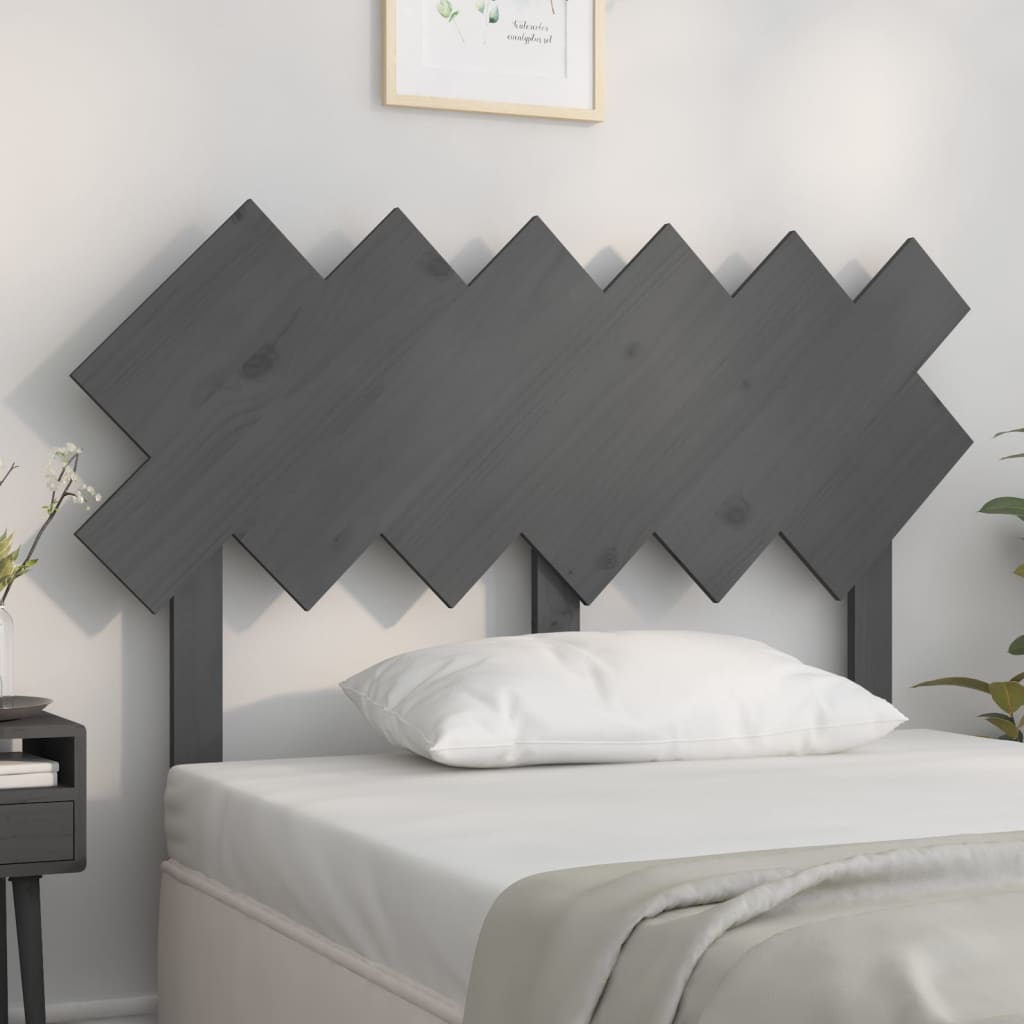 Bed Headboard Grey 122.5x3x80.5 cm Solid Wood Pine - Sid & Sam