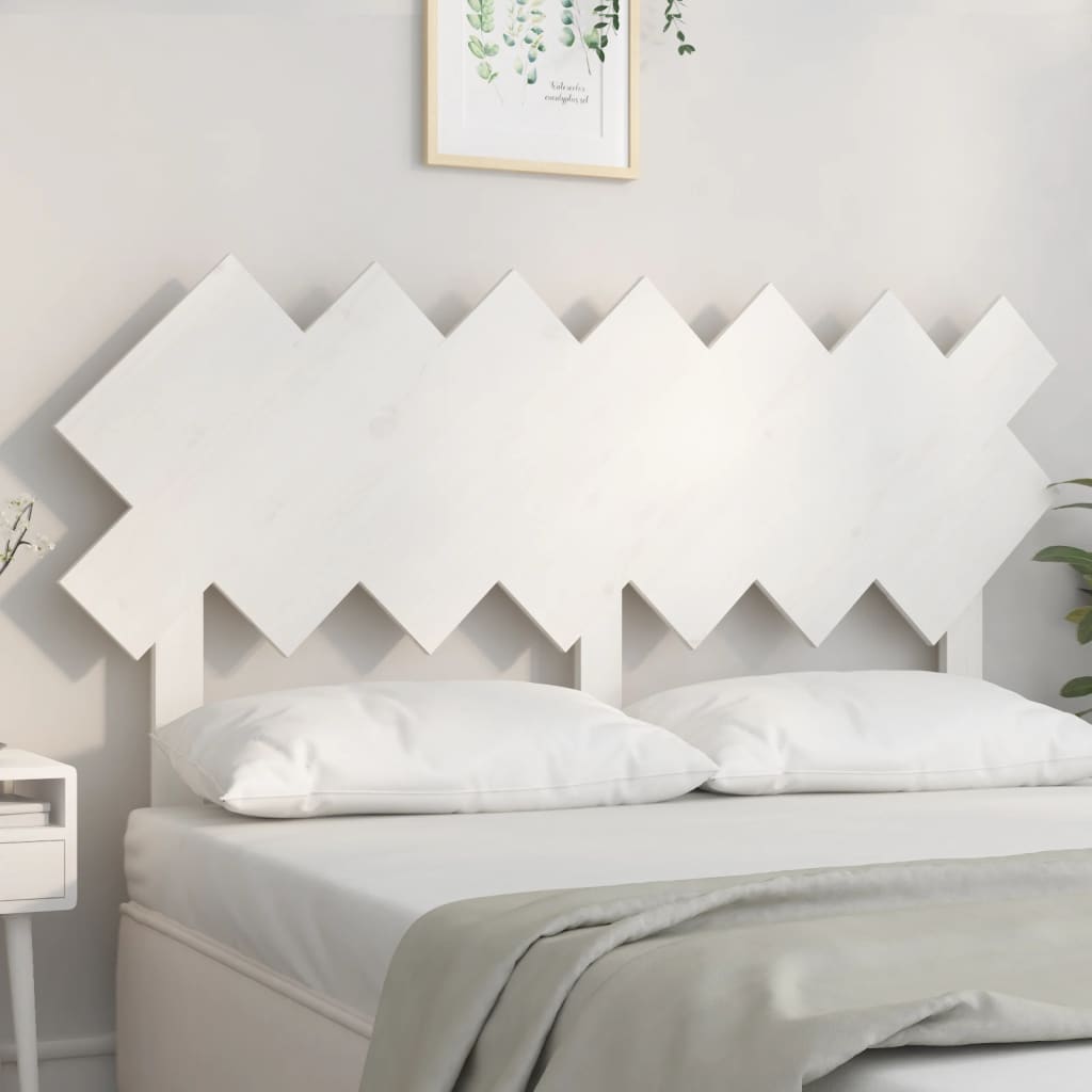 Bed Headboard White 151.5x3x81 cm Solid Wood Pine - Decor Base