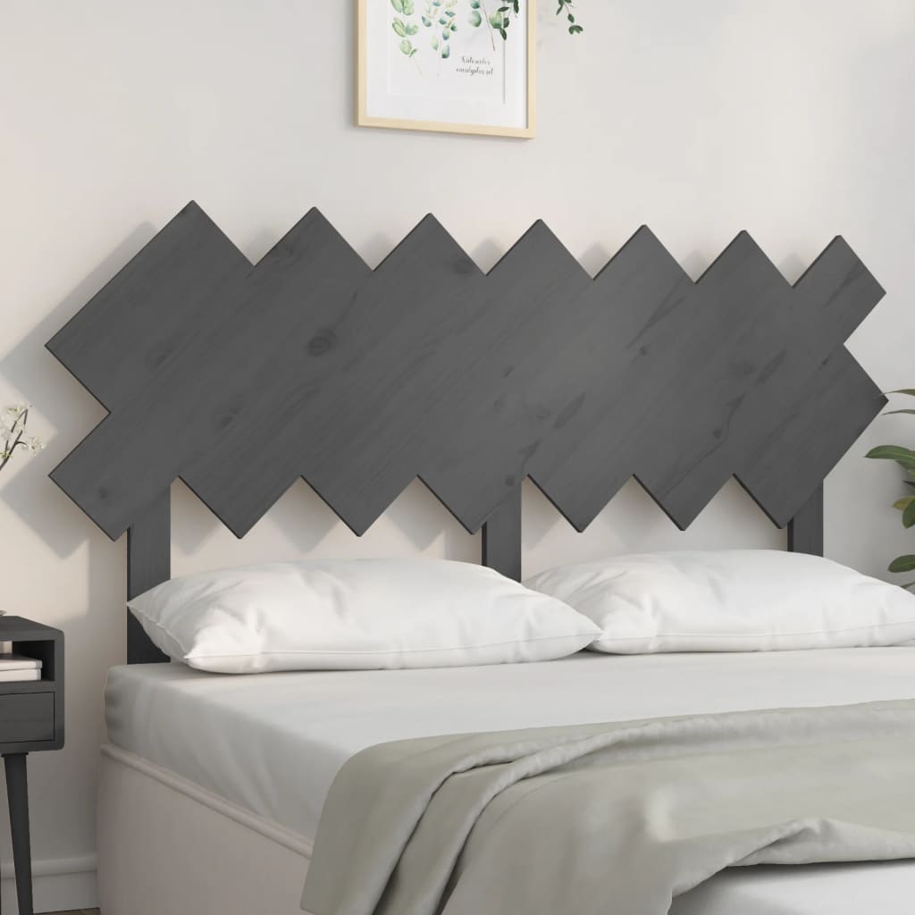 Bed Headboard Grey 151.5x3x81 cm Solid Wood Pine - Unbeatable Bargains