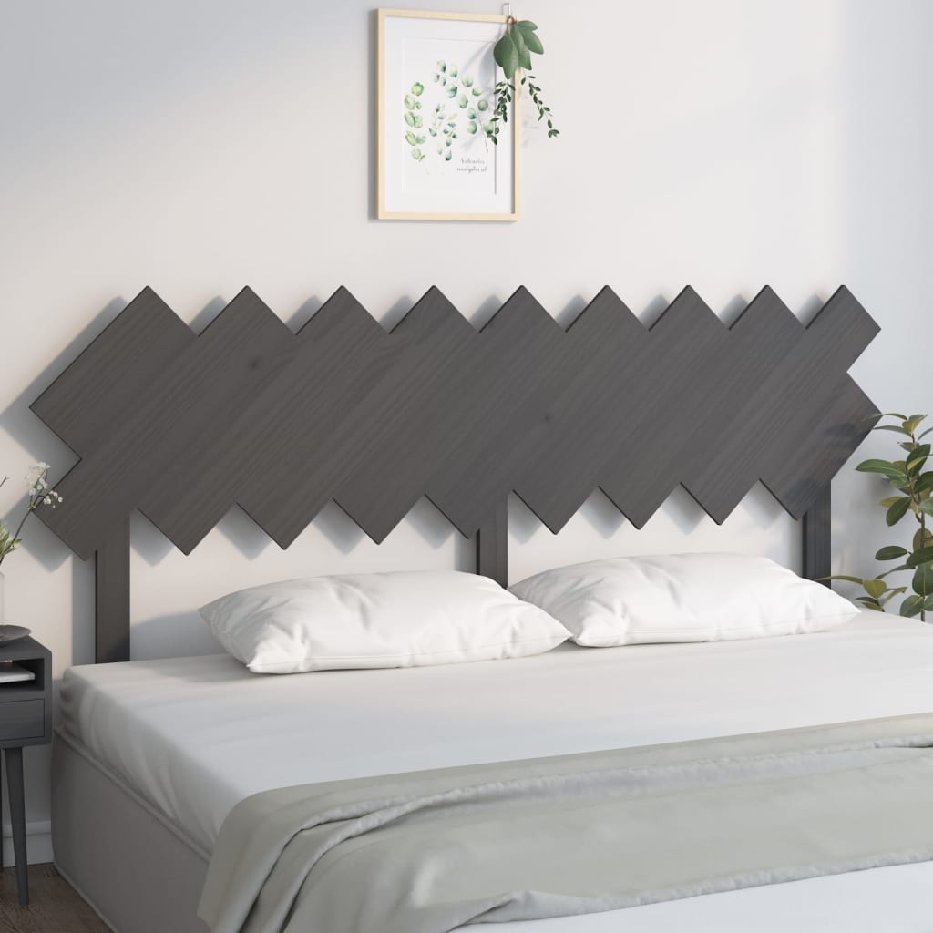 Bed Headboard Grey 178x3x80.5cm Solid Wood Pine - Design Hut